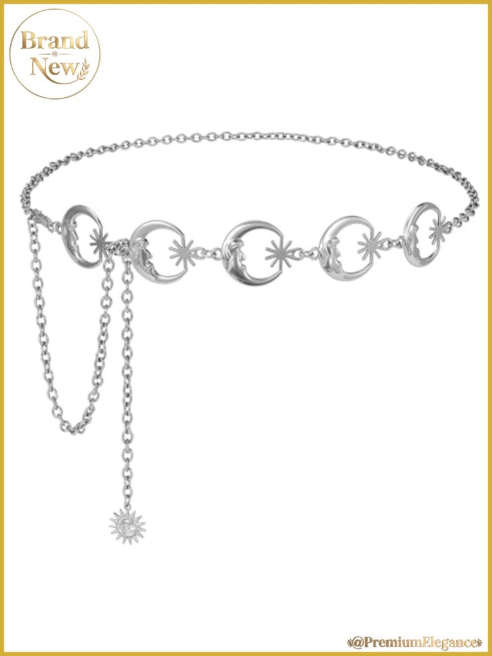 Women's Metal Chain Waist Belt Adjustable Moon Star Sun Link Belt